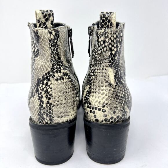 Blondo Waterproof Snakeskin Ankle Boots 10M Leather Block Heel Zip Booties - Picture 2 of 14